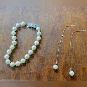 Pearl Earrings and Braclet